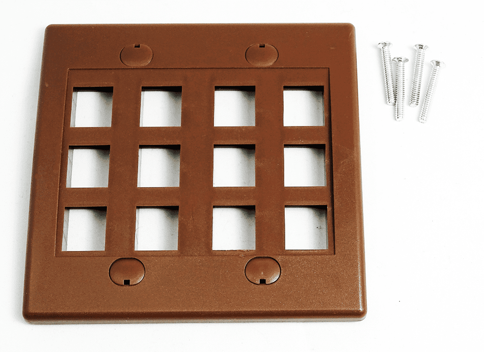 RiteAV - Keystone Wall Plate Double Gang 12-Port Brown (1 Piece Flush)