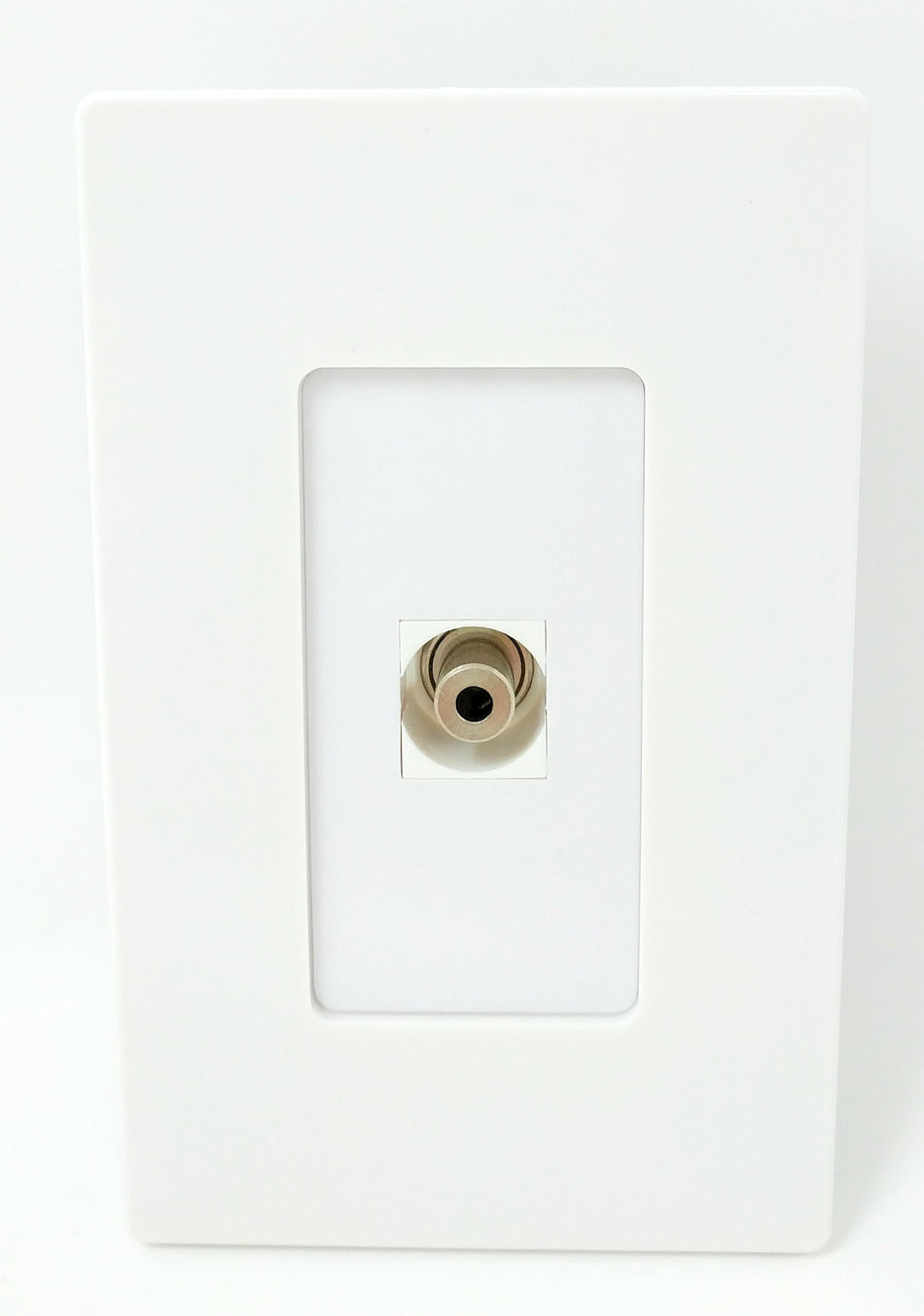 RiteAV - 1 3.5mm Audio-Headphone Jack Port Wall Plate Screwless Decorative - White
