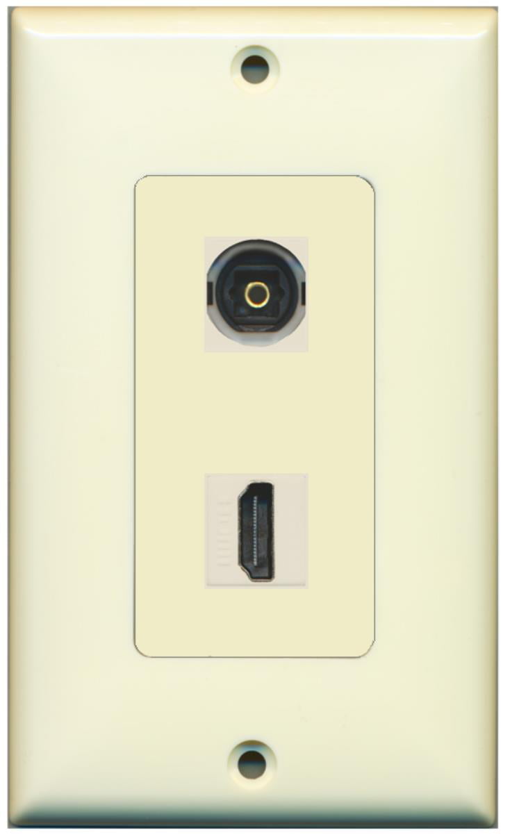 RiteAV - 1 Toslink Digital Audio Port and 1 HDMI Port Wall Plate Decorative - Light Almond - Bracket Included