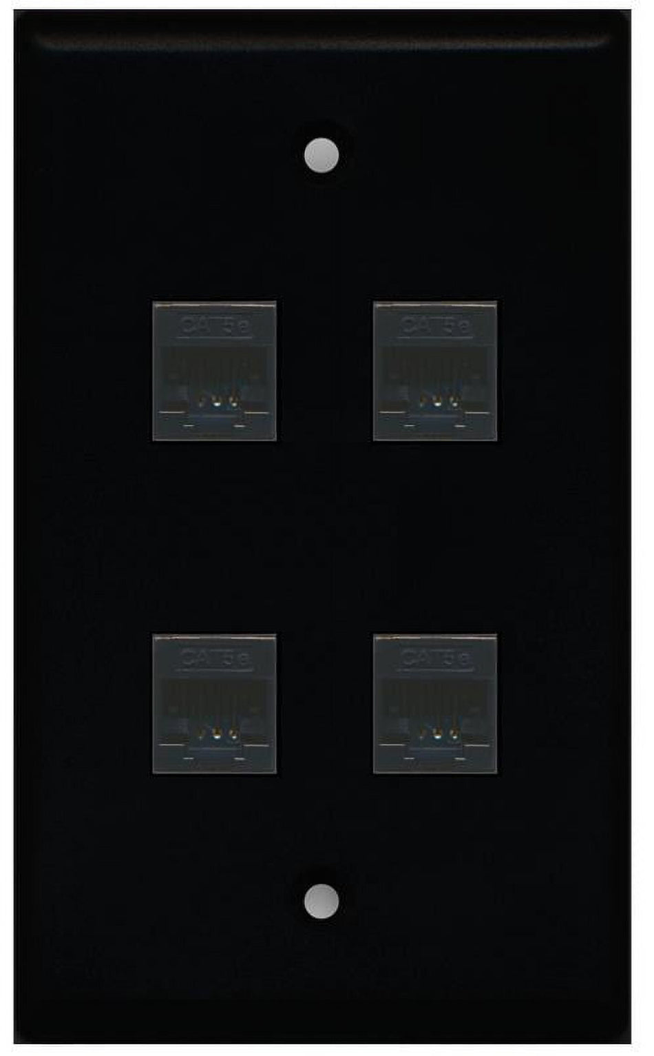 RiteAV 1 Gang 4 Port Cat5e Wall Plate - Black