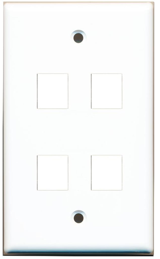 4 Port Keystone Wall Plate White - Pack of 5