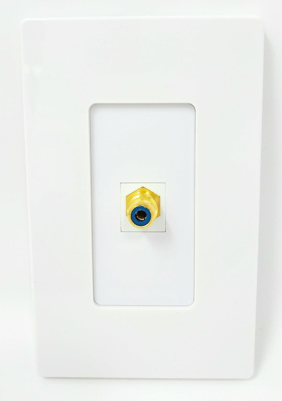 RiteAV - 1 RCA Blue for Subwoofer Audio Port Screwless Wall Plate Decorative - White