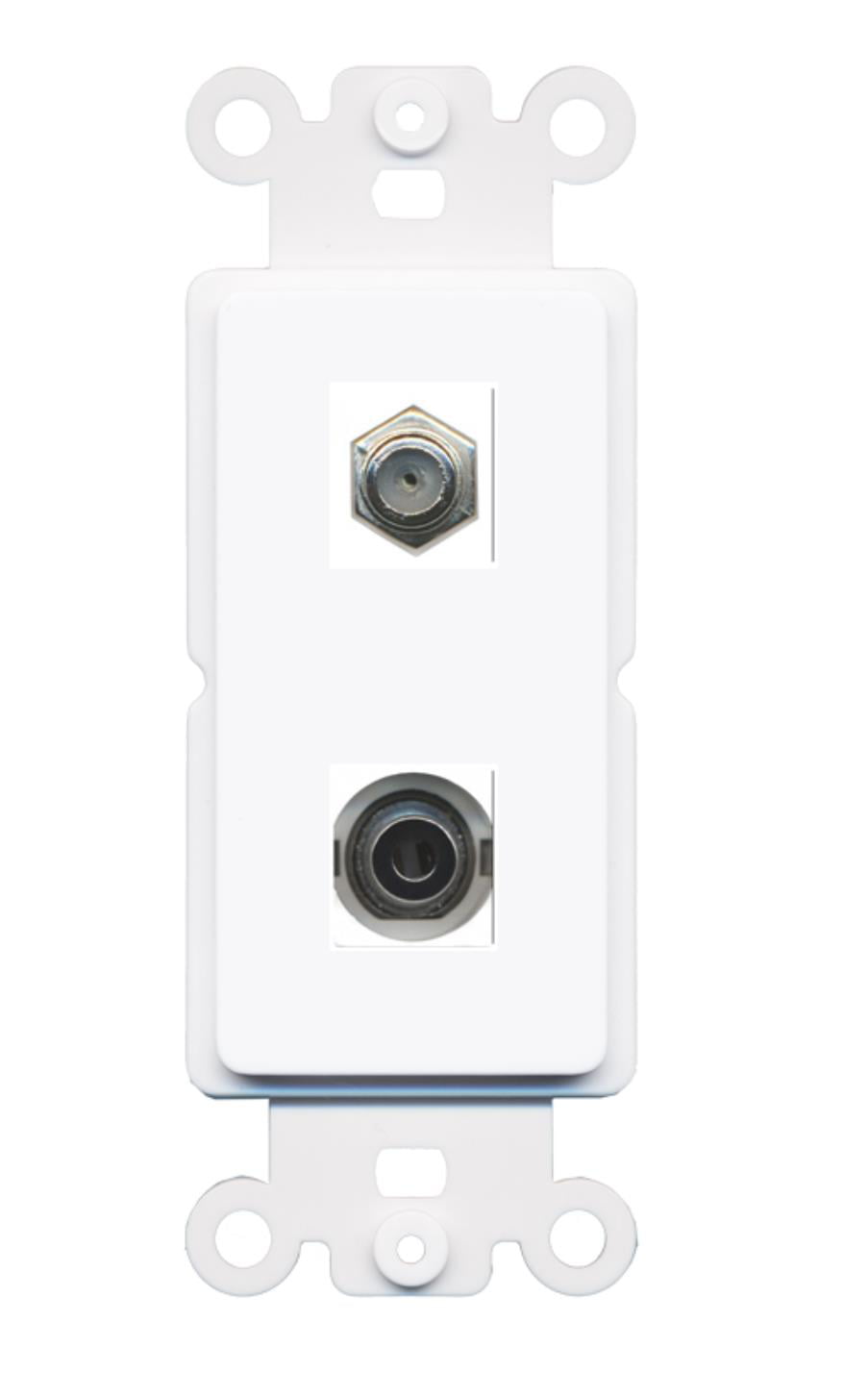 RiteAV - Coax 3.5mm Port Wall Plate Decorative (Rocker) White