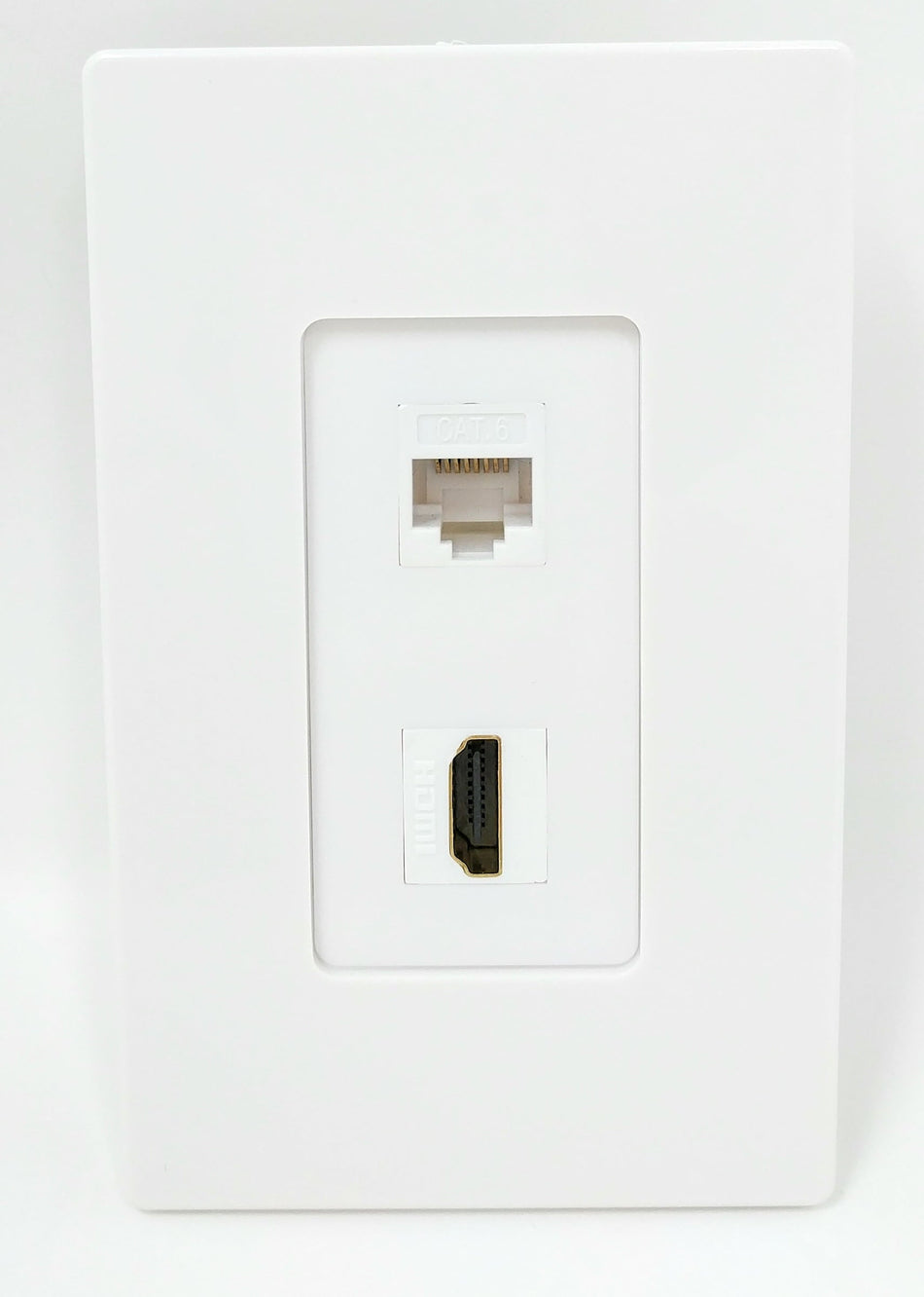 RiteAV - 1 x Cat6 Ethernet Female and 1 x HDMI Port Wall Plate Screwless Decorative - White