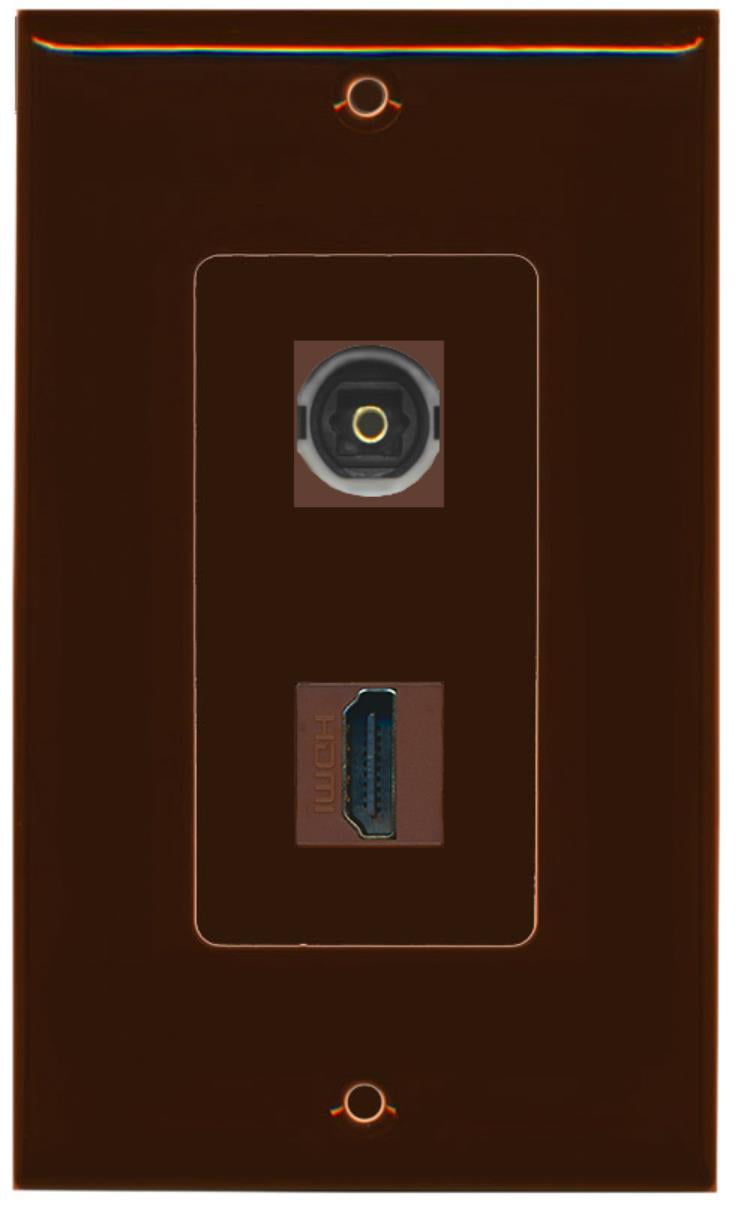 RiteAV - 1 Toslink Digital Audio Port and 1 HDMI Port Wall Plate Decorative - Brown - Bracket Included