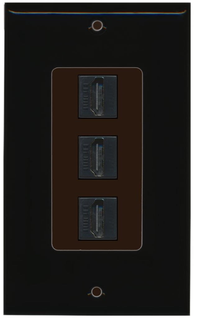RiteAV - 3 Port HDMI Decorative Wall Plate - Black/Brown