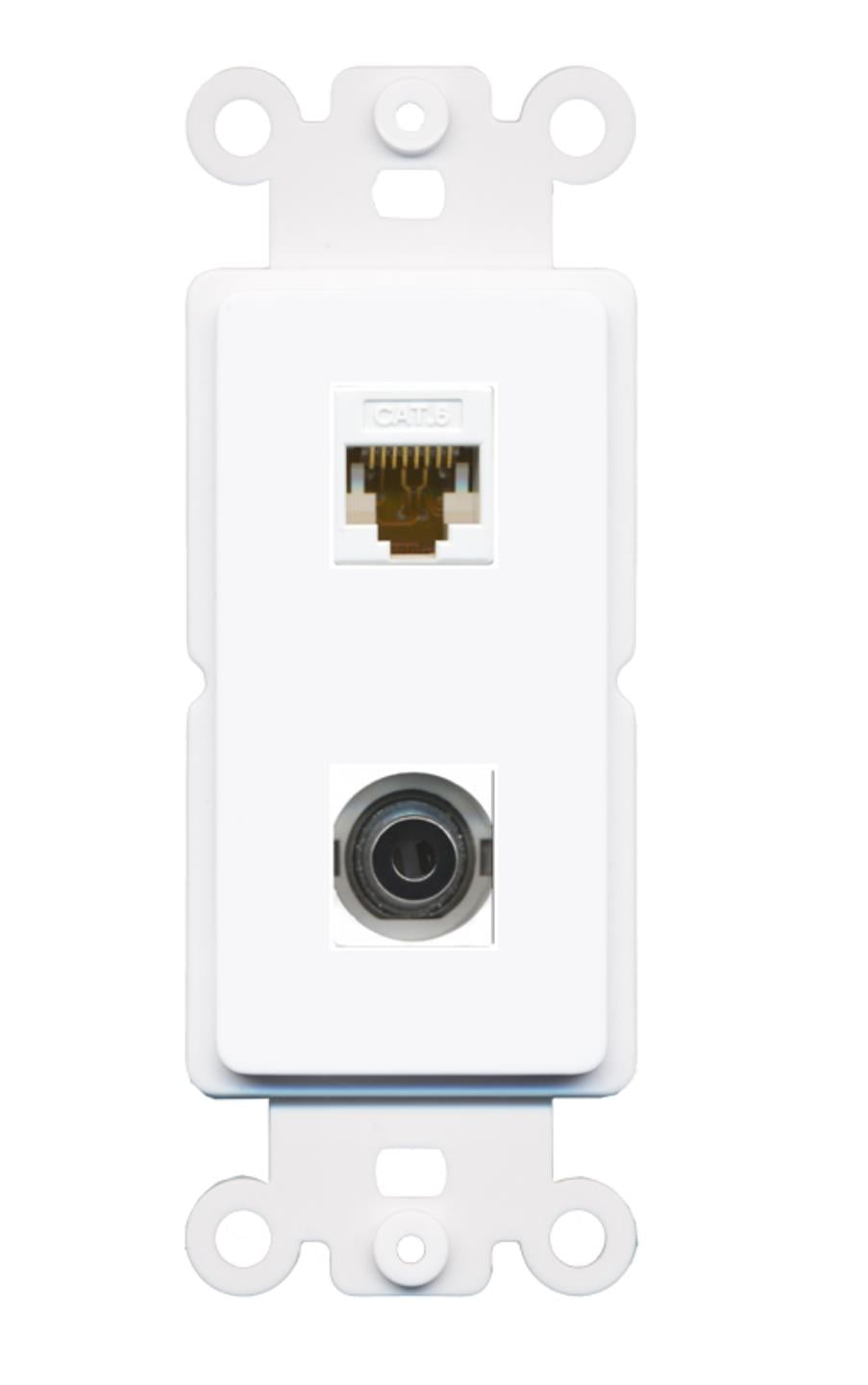RiteAV - Cat6 3.5mm Port Wall Plate Decorative (Rocker) White