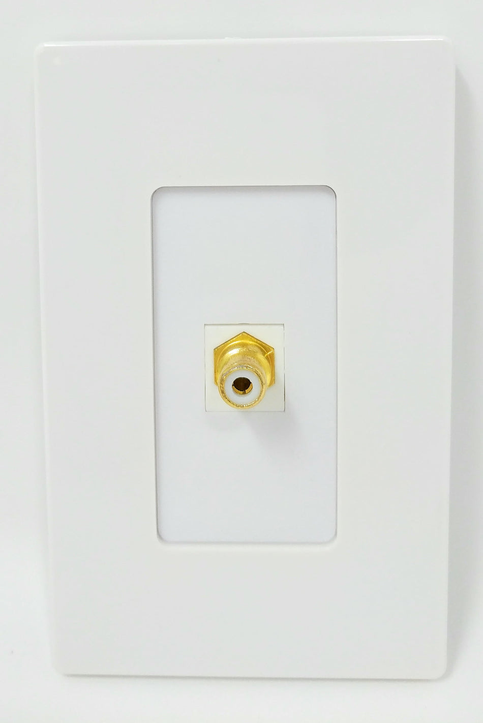 RiteAV - 1 RCA White for Subwoofer Audio Port Wall Plate Screwless Decorative - White