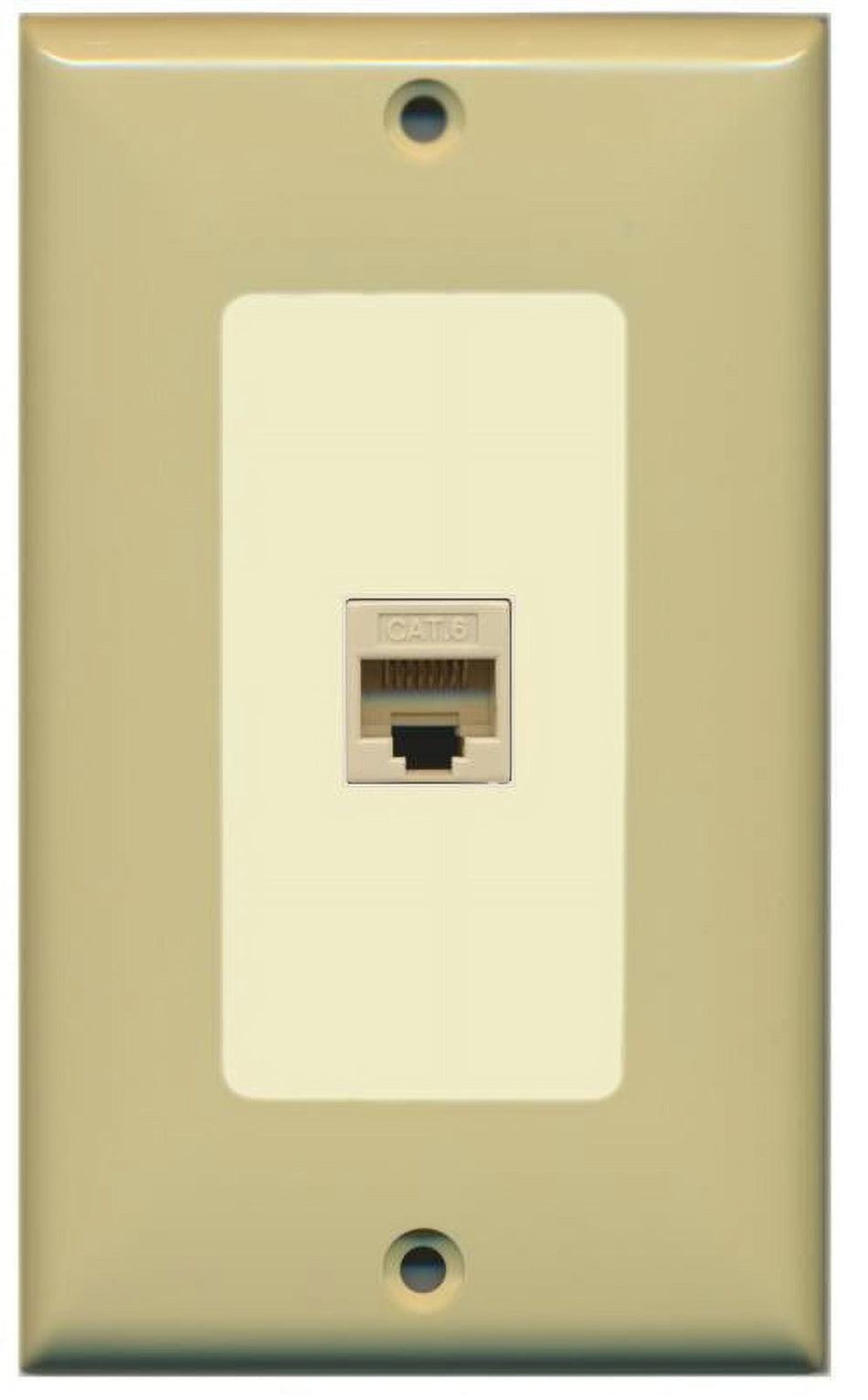 RiteAV Decorative 1 Gang 1 Port Cat6 Wall Plate - Ivory/Light Almond
