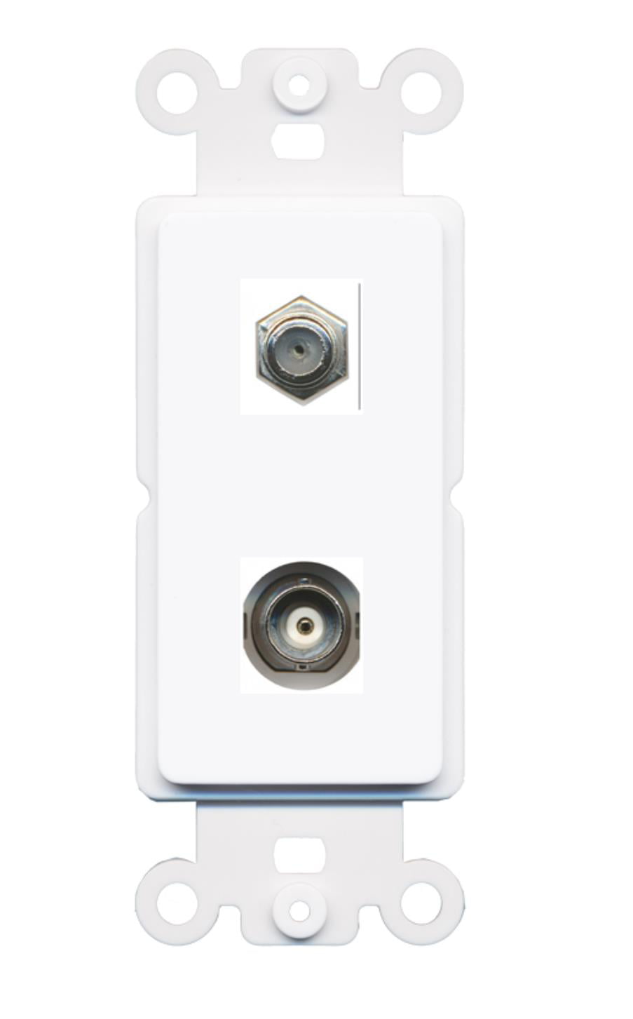 RiteAV - Coax BNC Port Wall Plate Decorative (Rocker) White