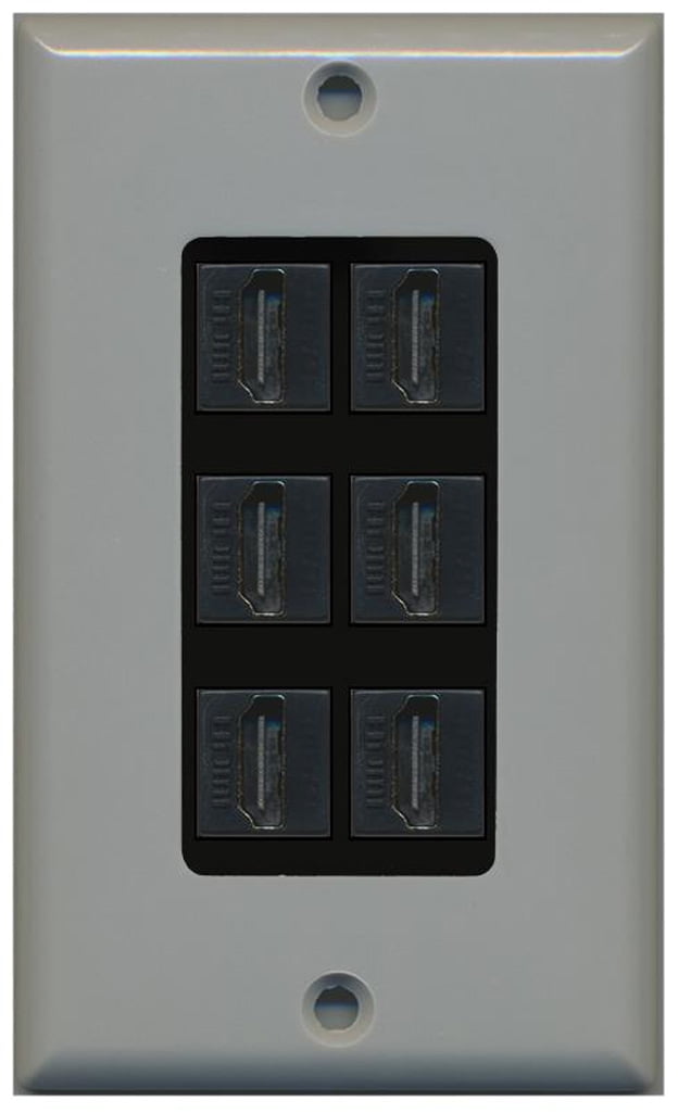 RiteAV - 6 Port HDMI 2.0 Decorative Wall Plate (Gray & Black)