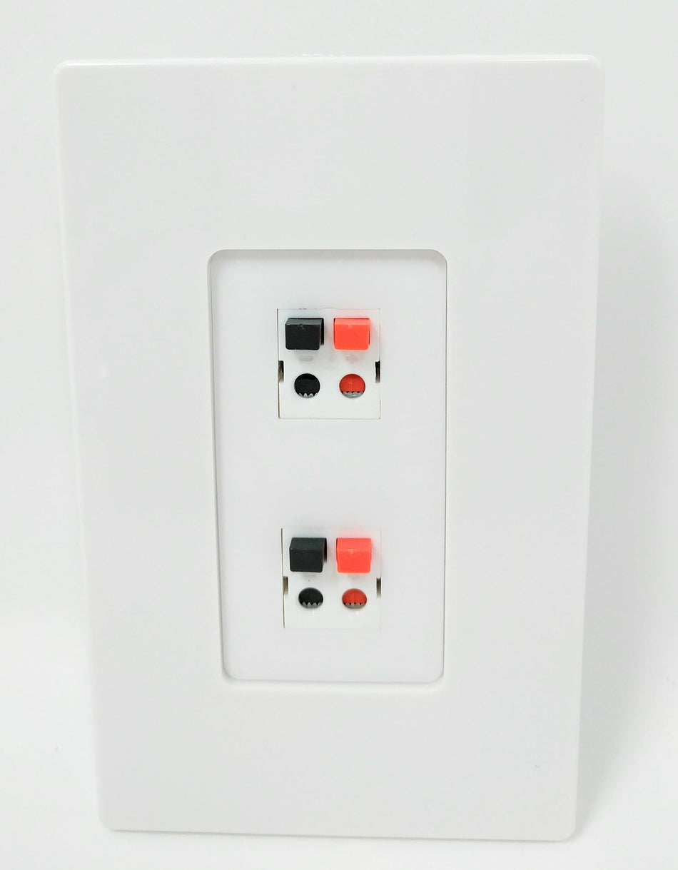 RiteAV - 2 Port Speaker Decorative Screwless Wall Plate - White