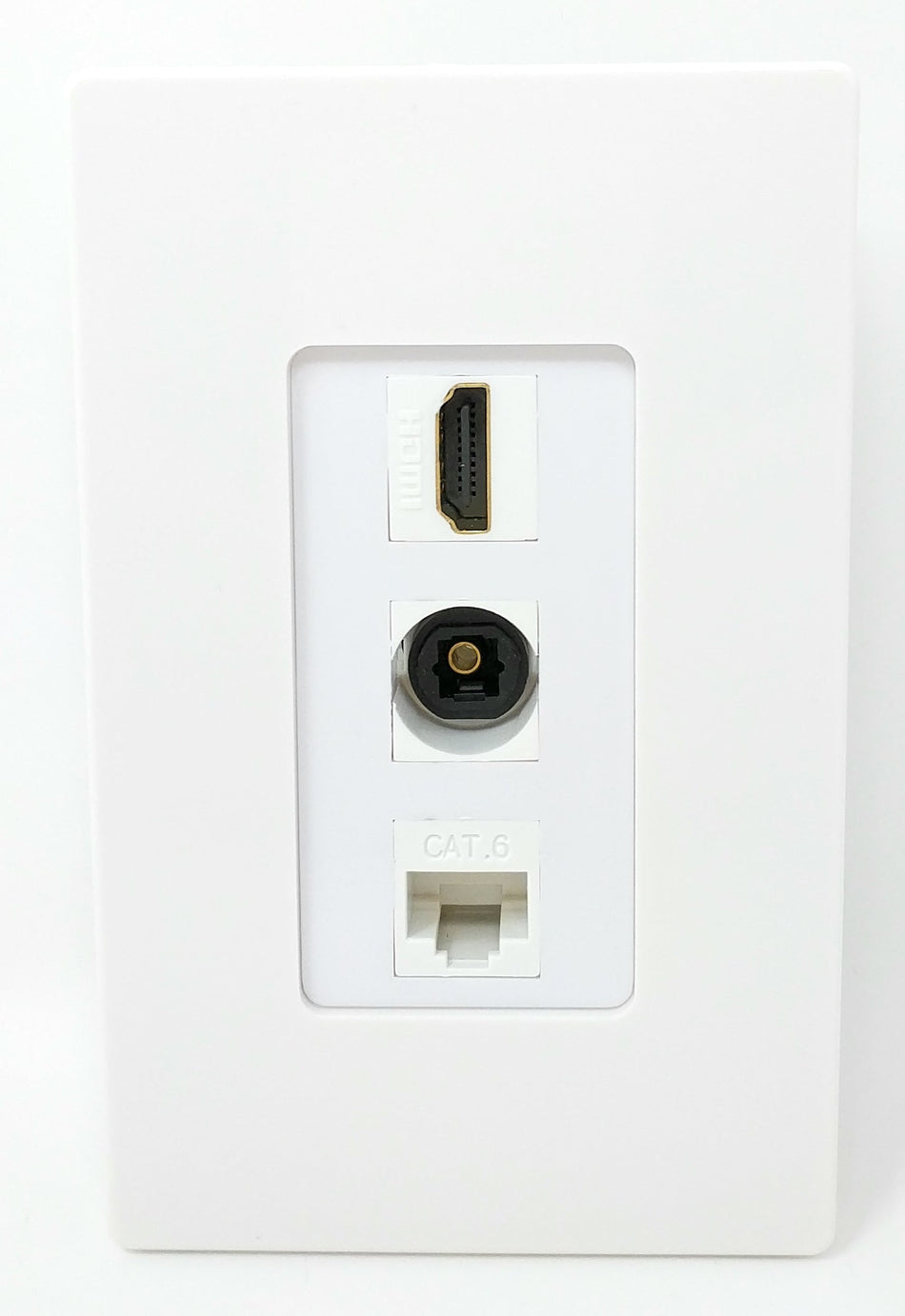 RiteAV - 1 Port HDMI and 1 Port Toslink and 1 Port Cat6 Ethernet Screwless Decorative Wall Plate - White