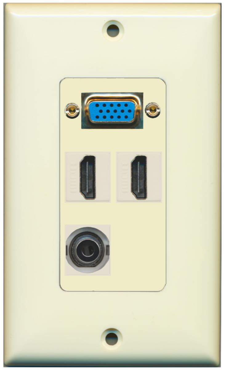 RiteAV - 1 x SVGA 2 x HDMI and 1 x 3.5mm Audio Port Wall Plate - Ivory