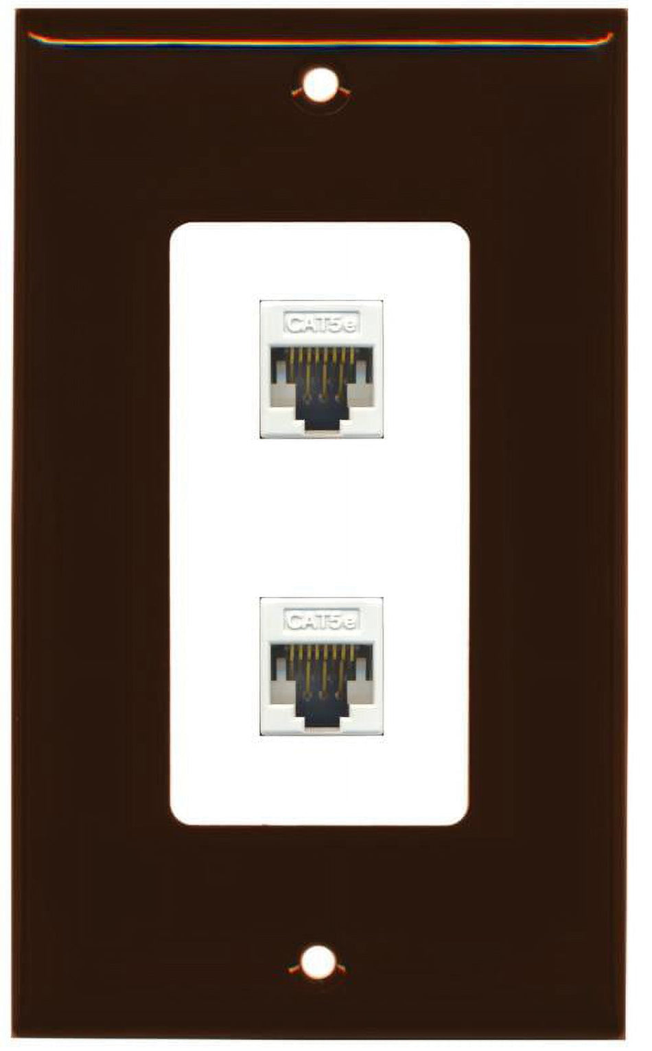 RiteAV Decorative 1 Gang 2 Port Cat5e Wall Plate - Brown/White