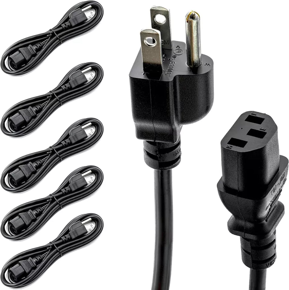 RiteAV - Computer Monitor TV Replacement Power Cord, 6', Black (10-PACK)