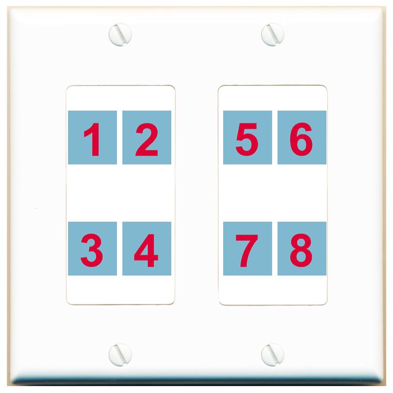 DecorZ Custom Wall Plate White 2 Gang with up to 8 Keystone Ports