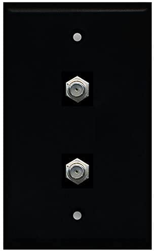 RiteAV - Black 2 Port Coax Cable TV- F-Type Wall Plate