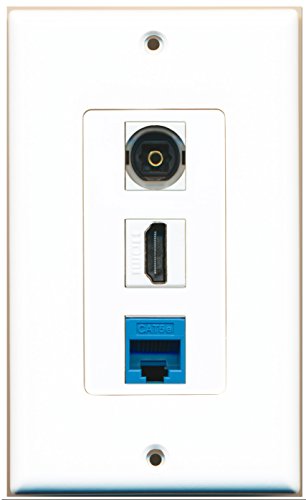 RiteAV - 1 Port HDMI 1 Toslink 1 Cat5e Ethernet Blue Wall Plate Decorative