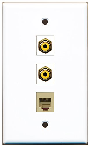 RiteAV - 2 Port RCA Yellow and 1 Port Phone RJ11 RJ12 Beige Wall Plate