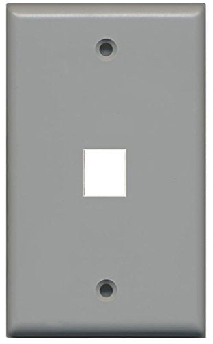 RiteAV Blank Wall Plate for Keystone Jacks - Gray 1 Gang 1 Port