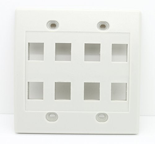 RiteAV - Keystone Wall Plate Double Gang 8-Port (1 Piece Flush) - Light Almond
