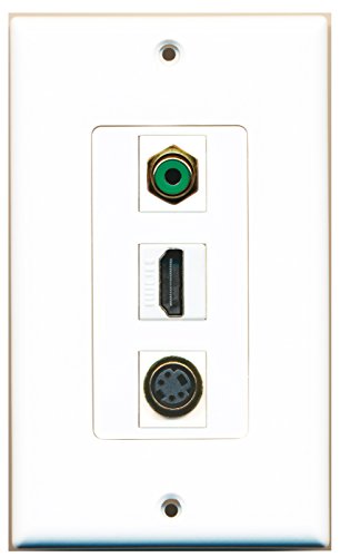 RiteAV - 1 Port HDMI and 1 Port RCA Green and 1 Port S-Video Decorative Wall Plate