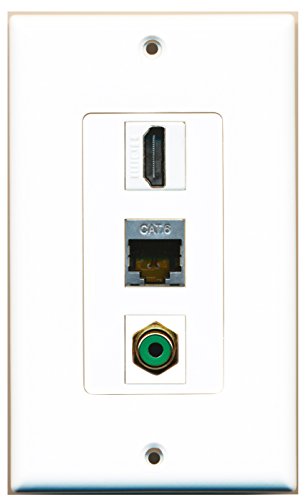 RiteAV - 1 Port HDMI and 1 Port RCA Green and 1 Port Shielded Cat6 Ethernet Decorative Wall Plate Decorative