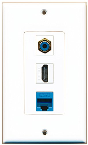 RiteAV - 1 Port HDMI 1 RCA Blue 1 Cat5e Ethernet Blue Wall Plate Decorative
