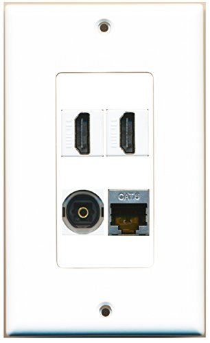 RiteAV - 2 Port HDMI 1 Port Shielded Cat6 Ethernet 1 Port Toslink Wall Plate Decorative