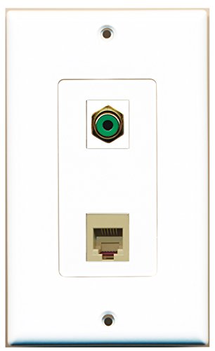 RiteAV - 1 Port RCA Green 1 Port Phone RJ11 RJ12 Beige Decorative Type Wall Plate - Bracket Included