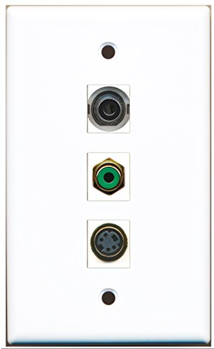 RiteAV - 1 Port RCA Green and 1 Port S-Video and 1 Port 3.5mm Wall Plate