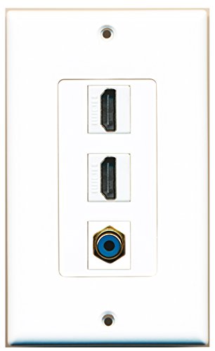 RiteAV - 2 Port HDMI and 1 Port RCA Blue Decorative Wall Plate