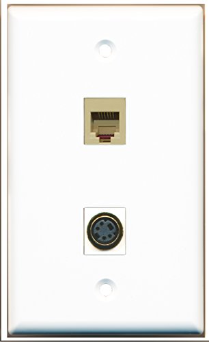 RiteAV - 1 Port Phone RJ11 RJ12 Beige 1 Port S-Video Wall Plate - Bracket Included