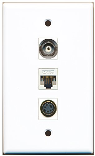 RiteAV - 1 Port S-Video and 1 Port BNC and 1 Port Cat5e Ethernet White Wall Plate