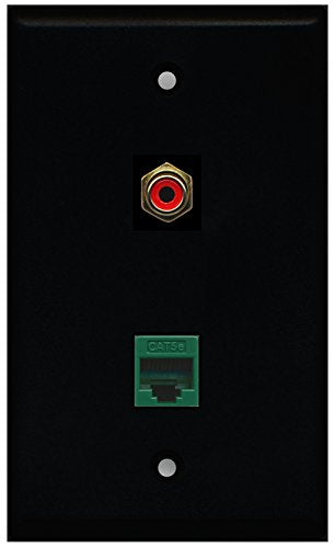 RiteAV - Black 1 Port RCA Red 1 Port Cat5e Ethernet Green Wall Plate