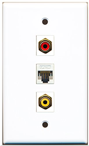RiteAV - 1 Port RCA Red and 1 Port RCA Yellow and 1 Port Cat5e Ethernet White Wall Plate