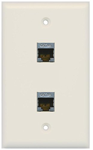 RiteAV CAT 6A Shielded 2 Port Wall Plate Single Gang - Light Almond