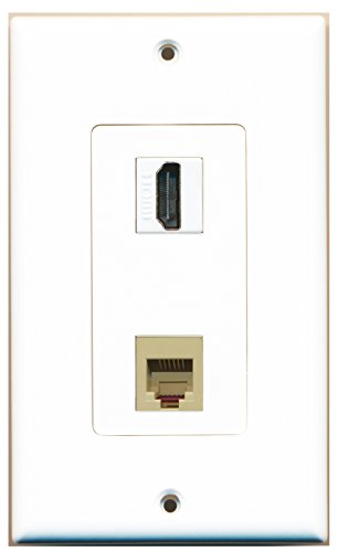 RiteAV - 1 Port HDMI 1 Port Phone RJ11 RJ12 Beige Decorative Type Wall Plate - Bracket Included
