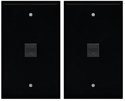 (2 Pack) RiteAV 1 Port Cat5e Rj45 Ethernet Wall Plate Black
