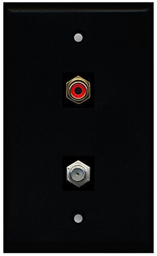 RiteAV - Black 1 Port RCA Red 1 Port Coax Cable TV- F-Type Wall Plate