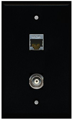 RiteAV - Black 1 Port BNC 1 Port Cat6a Wall Plate