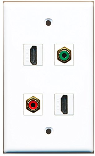 RiteAV - 2 Port HDMI 1 Port RCA Red 1 Port RCA Green Wall Plate