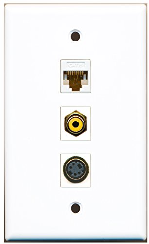 RiteAV - 1 Port RCA Yellow and 1 Port S-Video and 1 Port Cat6 Ethernet White Wall Plate