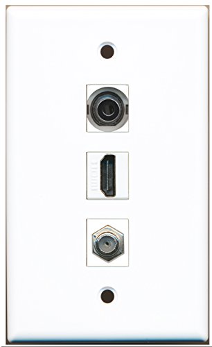 RiteAV - 1 Port HDMI 1 Coax Cable TV- F-Type 1 3.5mm Wall Plate
