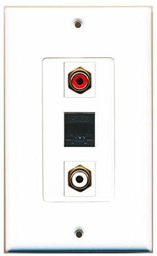 RiteAV - 1 Port RCA Red and 1 Port RCA White and 1 Port Cat5e Ethernet Black Wall Plate Decorative
