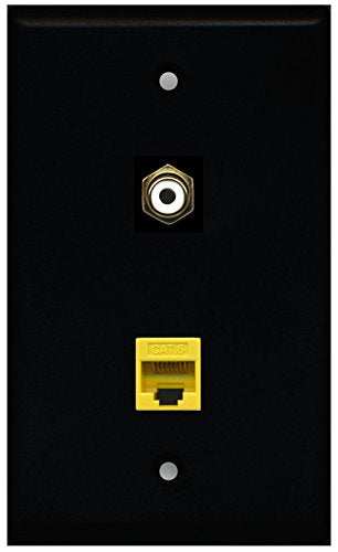 RiteAV - Black 1 Port RCA White 1 Port Cat6 Ethernet Yellow Wall Plate