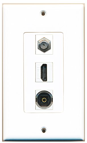 RiteAV - 1 Port HDMI and 1 Port Coax Cable TV- F-Type and 1 Port Toslink Decorative Wall Plate