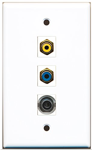 RiteAV - 1 Port RCA Yellow and 1 Port RCA Blue and 1 Port 3.5mm Wall Plate