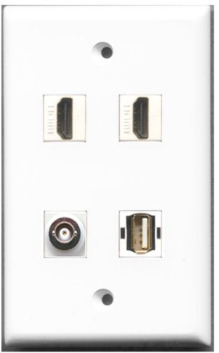 RiteAV - 2 Port HDMI 1 Port USB A-A 1 Port BNC Wall Plate